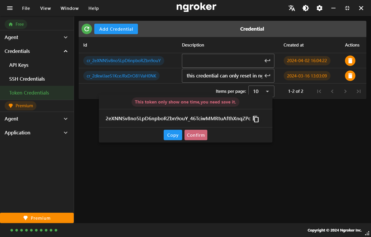 ngroker add token credentials